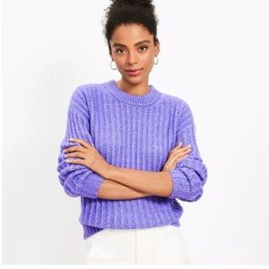 LOFT Purple Cable Knit Sweater